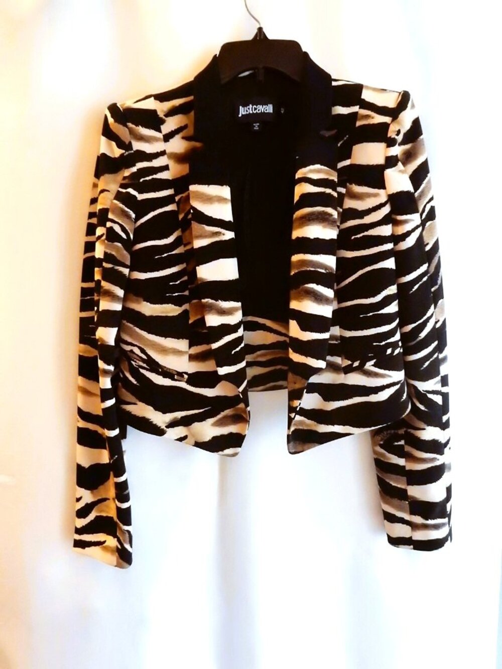 Just Cavalli Black & Tan Short Blazer in Size EU 42 / US 12